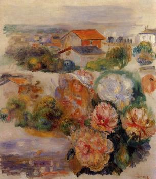 Pierre Auguste Renoir : Landscape, Flowers and Little Girl